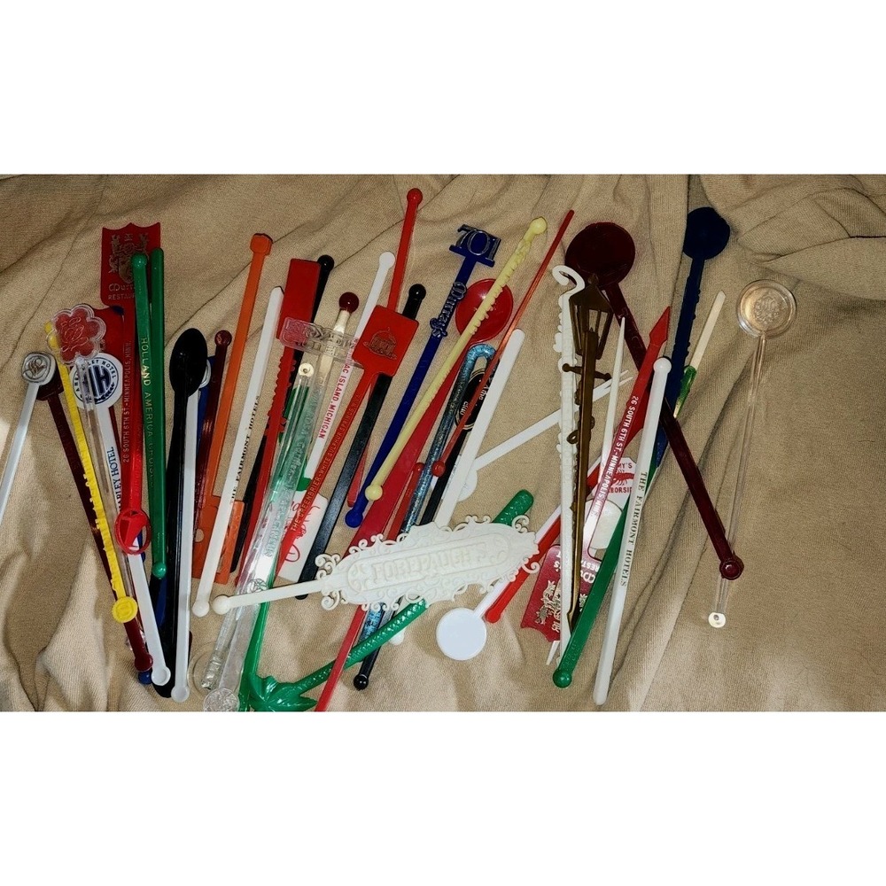 Lot Over 50 MCM Vintage Cocktail Bar Drink Stir Swizzle Sticks Advertising